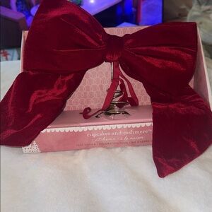 Cupcakes & Cashmere Red Velvet Bow Christmas Tree Topper NEW